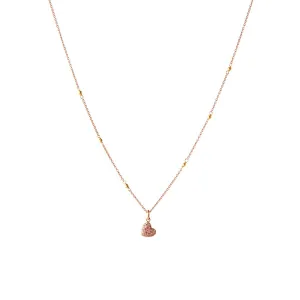 Rose Gold Diamond-Encrusted Heart Necklace