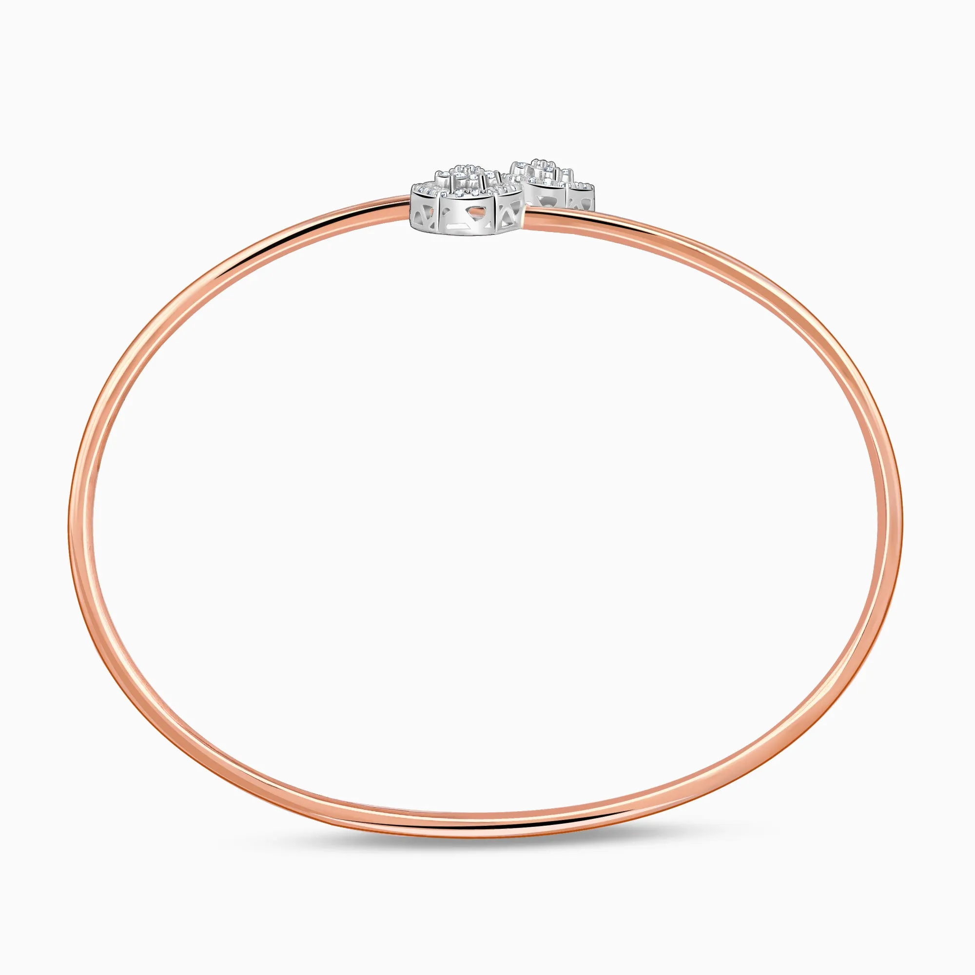 Rose Gold Halo Cuff Diamond Bracelet