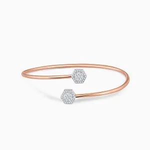 Rose Gold Halo Cuff Diamond Bracelet