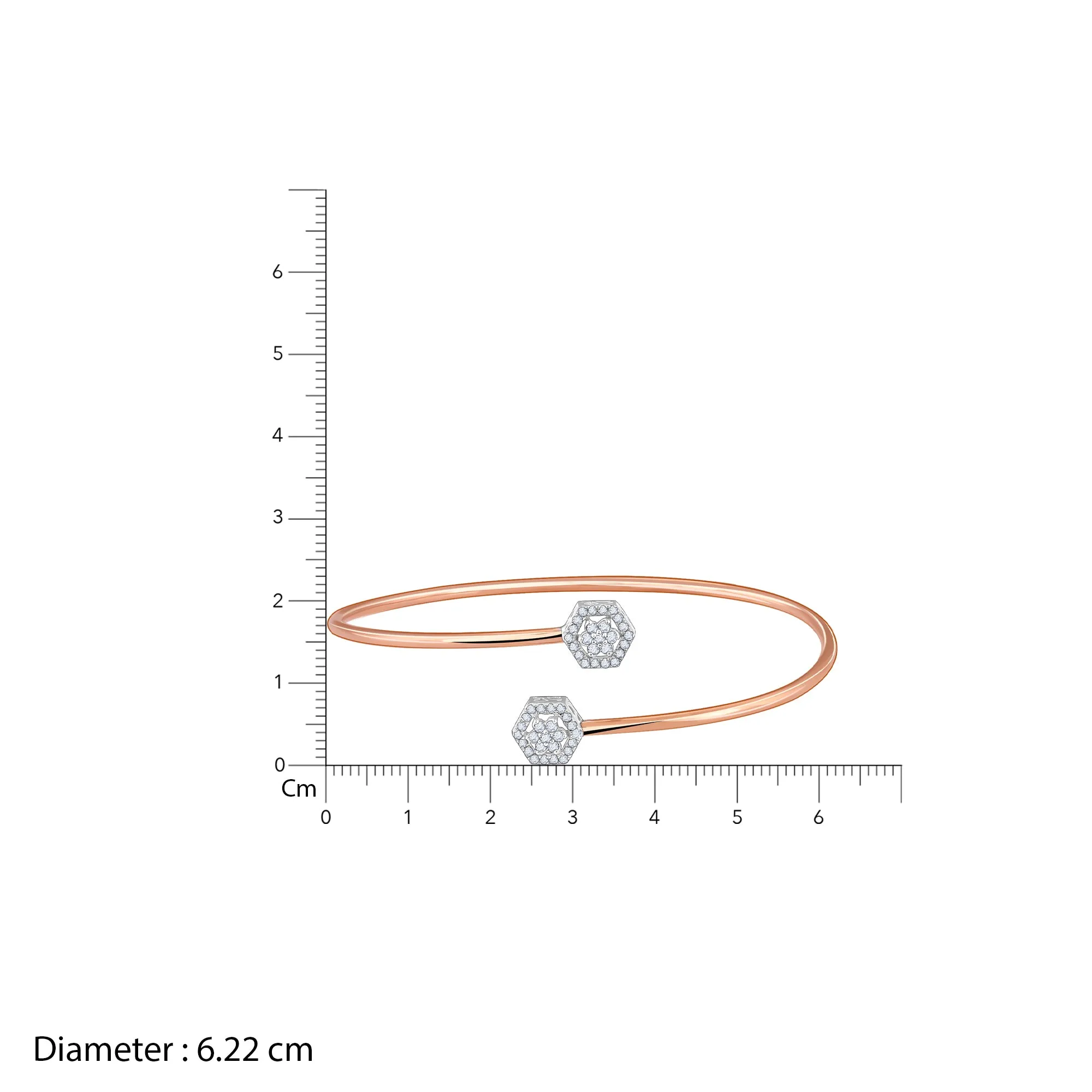 Rose Gold Halo Cuff Diamond Bracelet