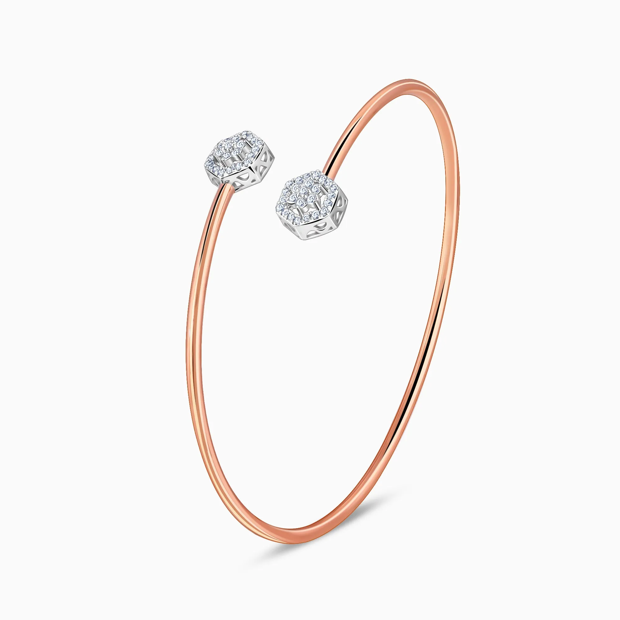 Rose Gold Halo Cuff Diamond Bracelet