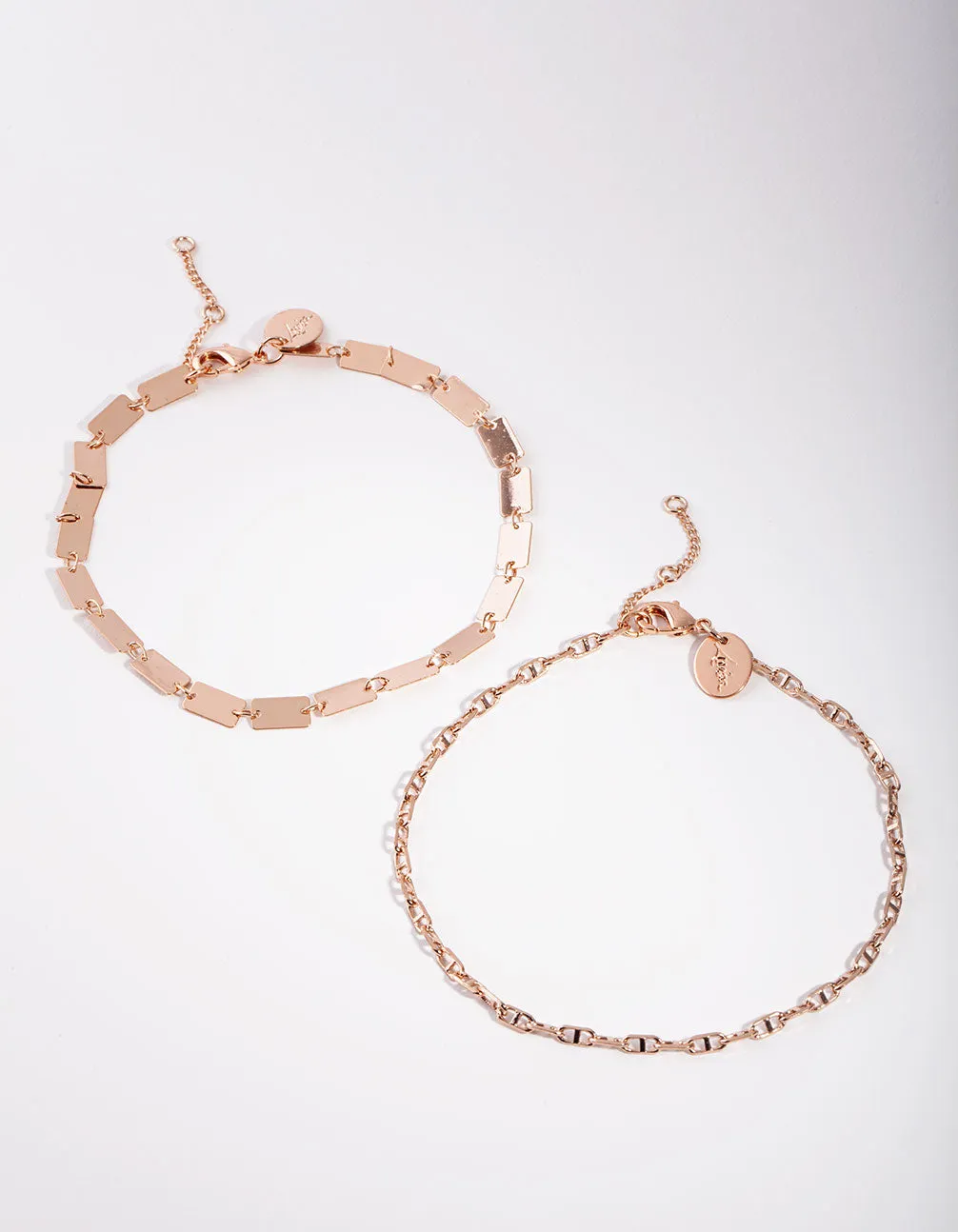Rose Gold Rectangle & Chain Anklet