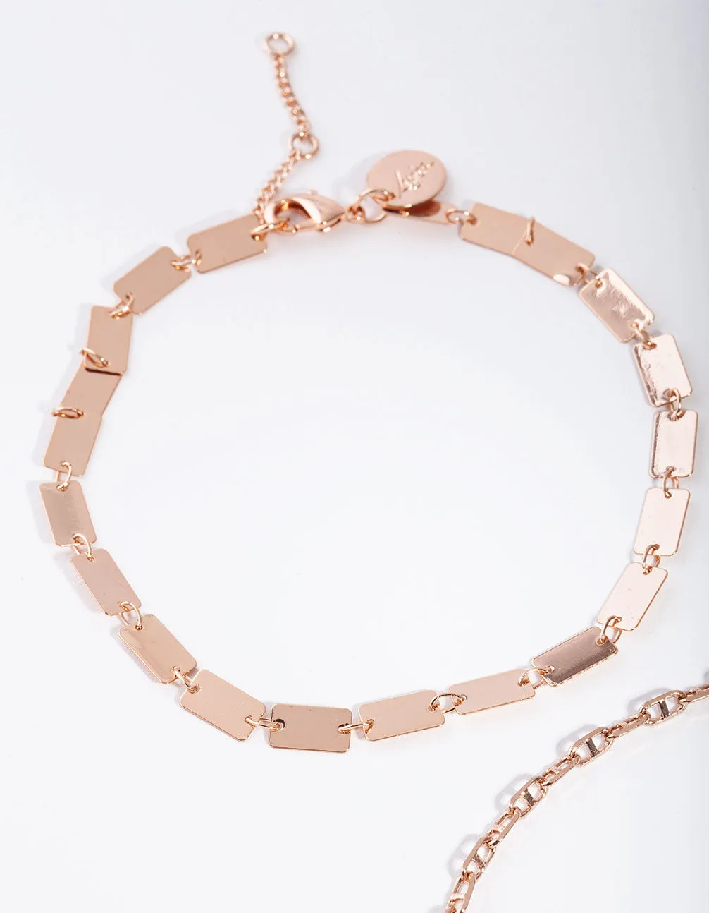 Rose Gold Rectangle & Chain Anklet