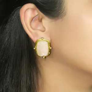 Rose Quartz Semi-Precious Stone Stud Earrings