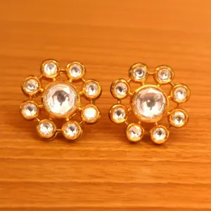 ROUND SHAPED KUNDAN MEENAKARI STUDS