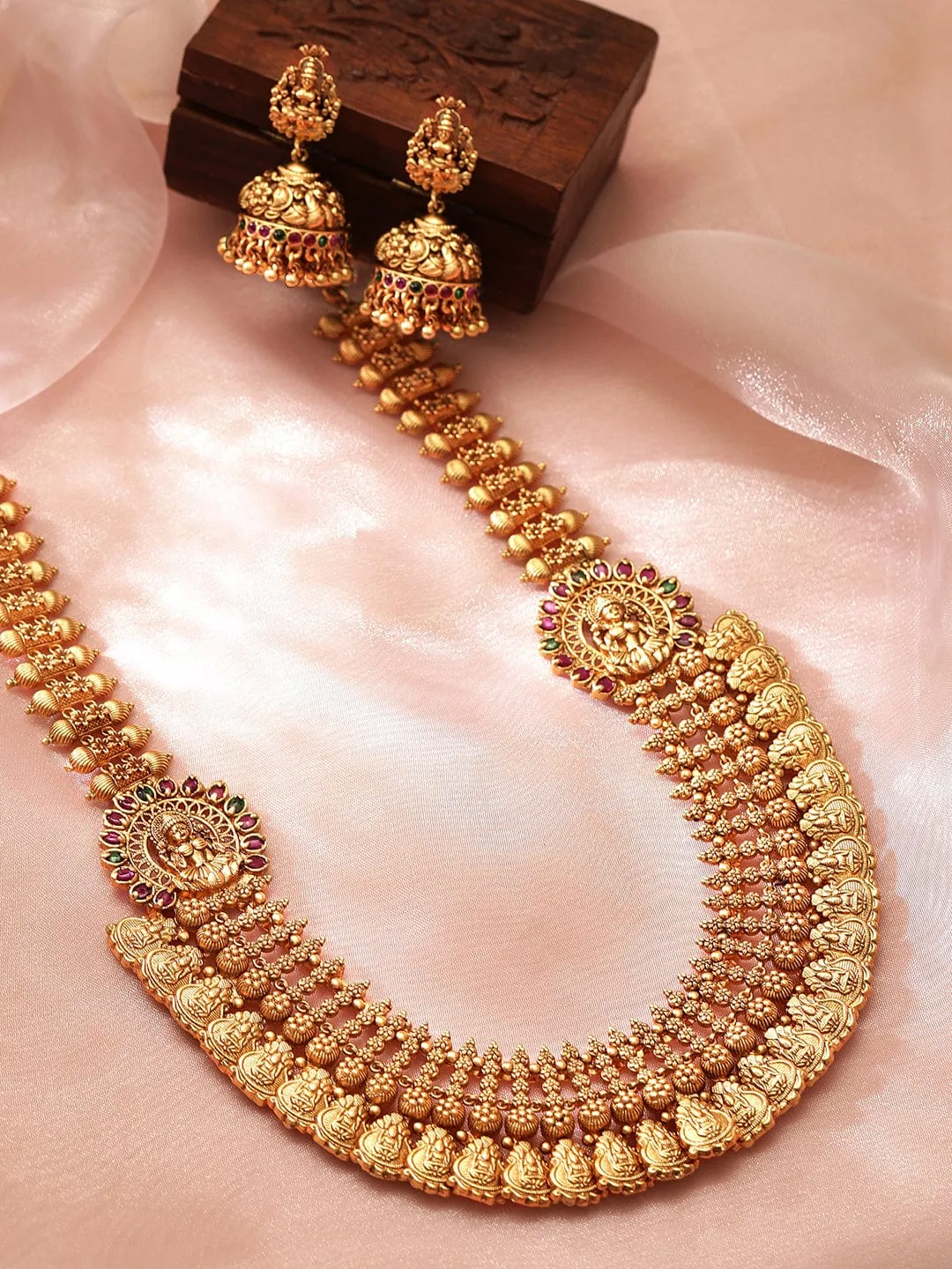 Rubans 22k Gold Plated Temple Jewellery Set