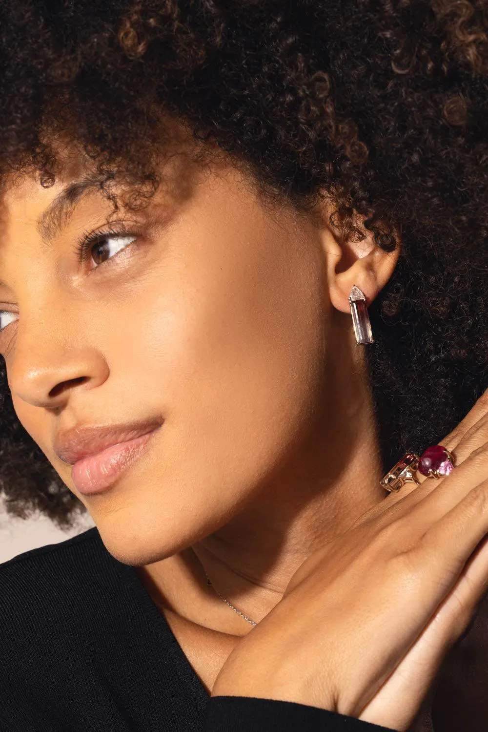 Rubellite Diamond Earrings
