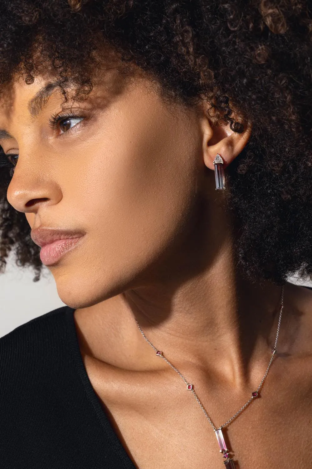 Rubellite Diamond Earrings
