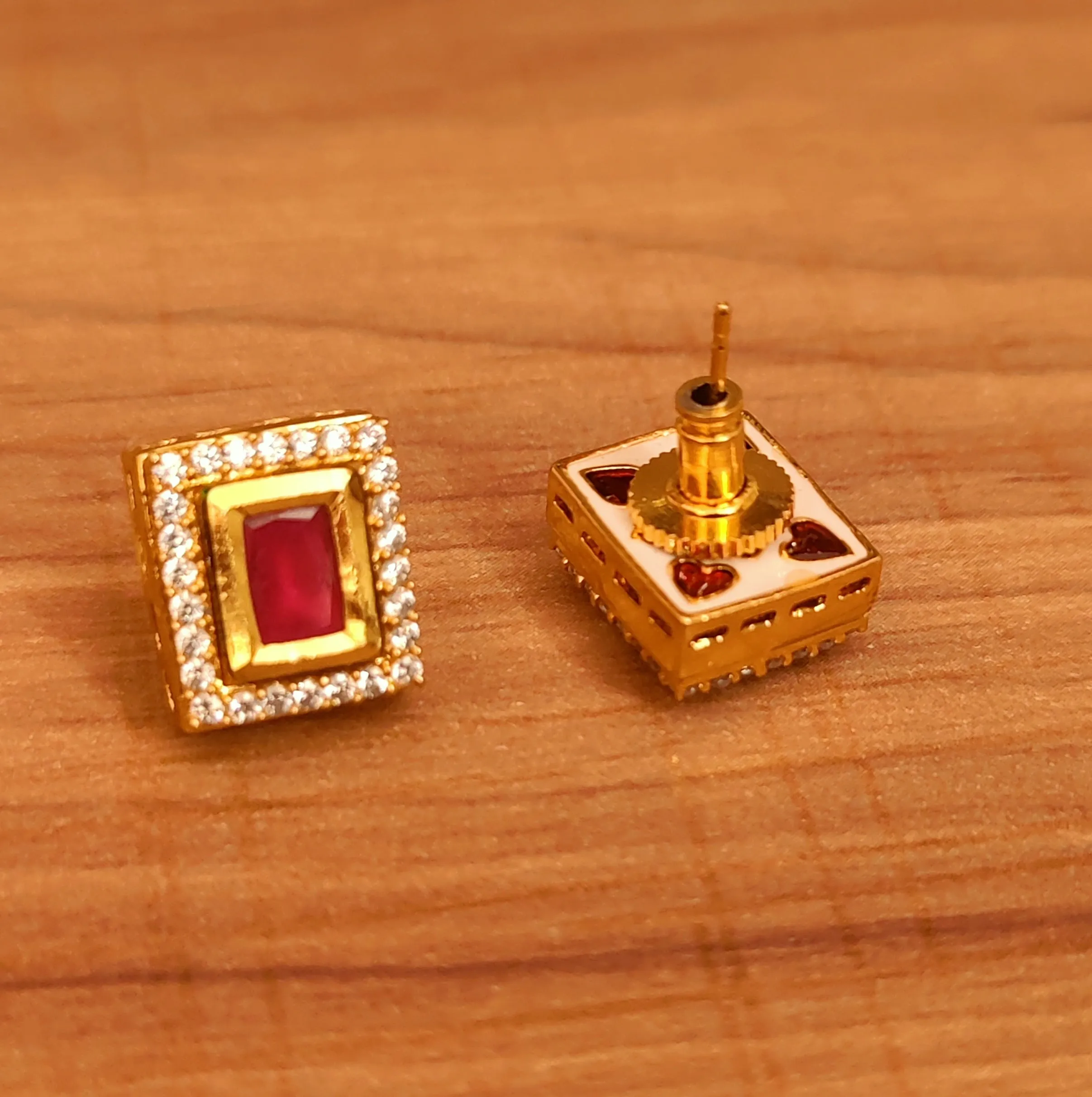 RUBY KUNDAN MEENAKARI CZ STUDS