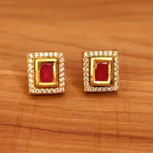 RUBY KUNDAN MEENAKARI CZ STUDS