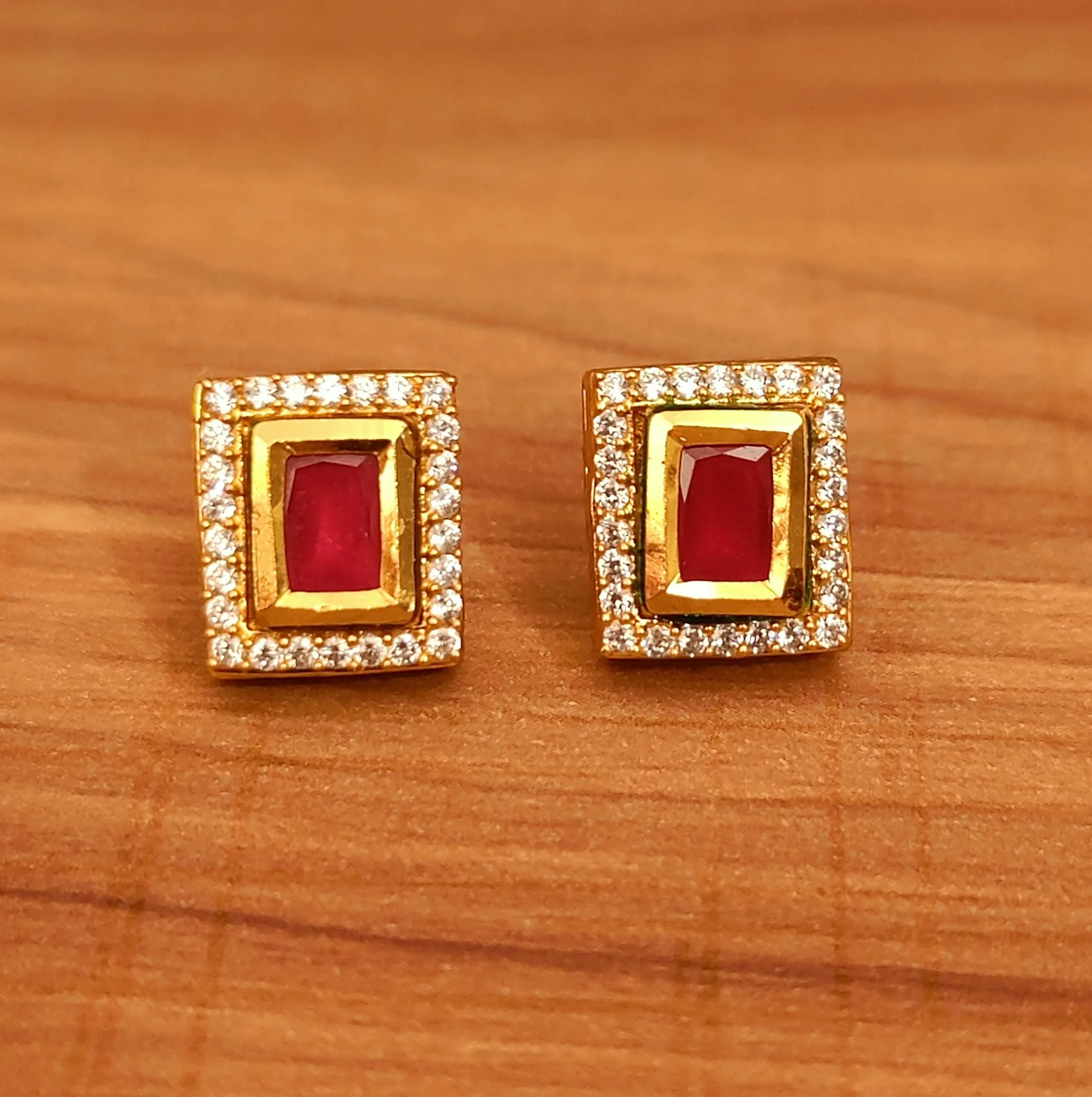 RUBY KUNDAN MEENAKARI CZ STUDS