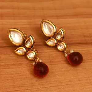 RUBY KUNDAN MEENAKARI PEAR SHAPED STUDS