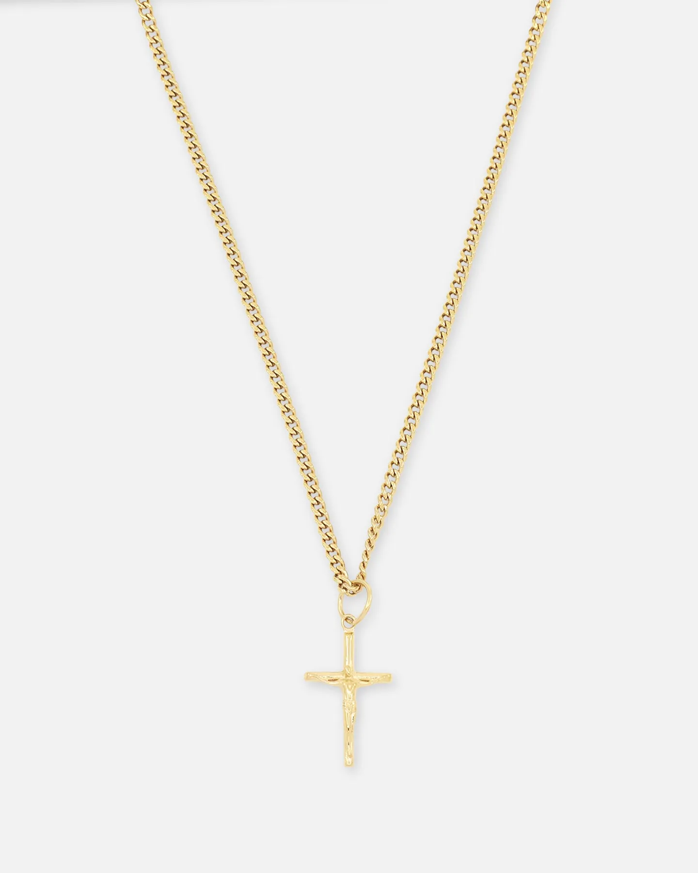 Saint Morta Crucifix Cuban Necklace Gold