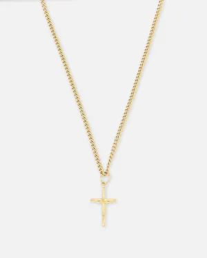 Saint Morta Crucifix Cuban Necklace Gold