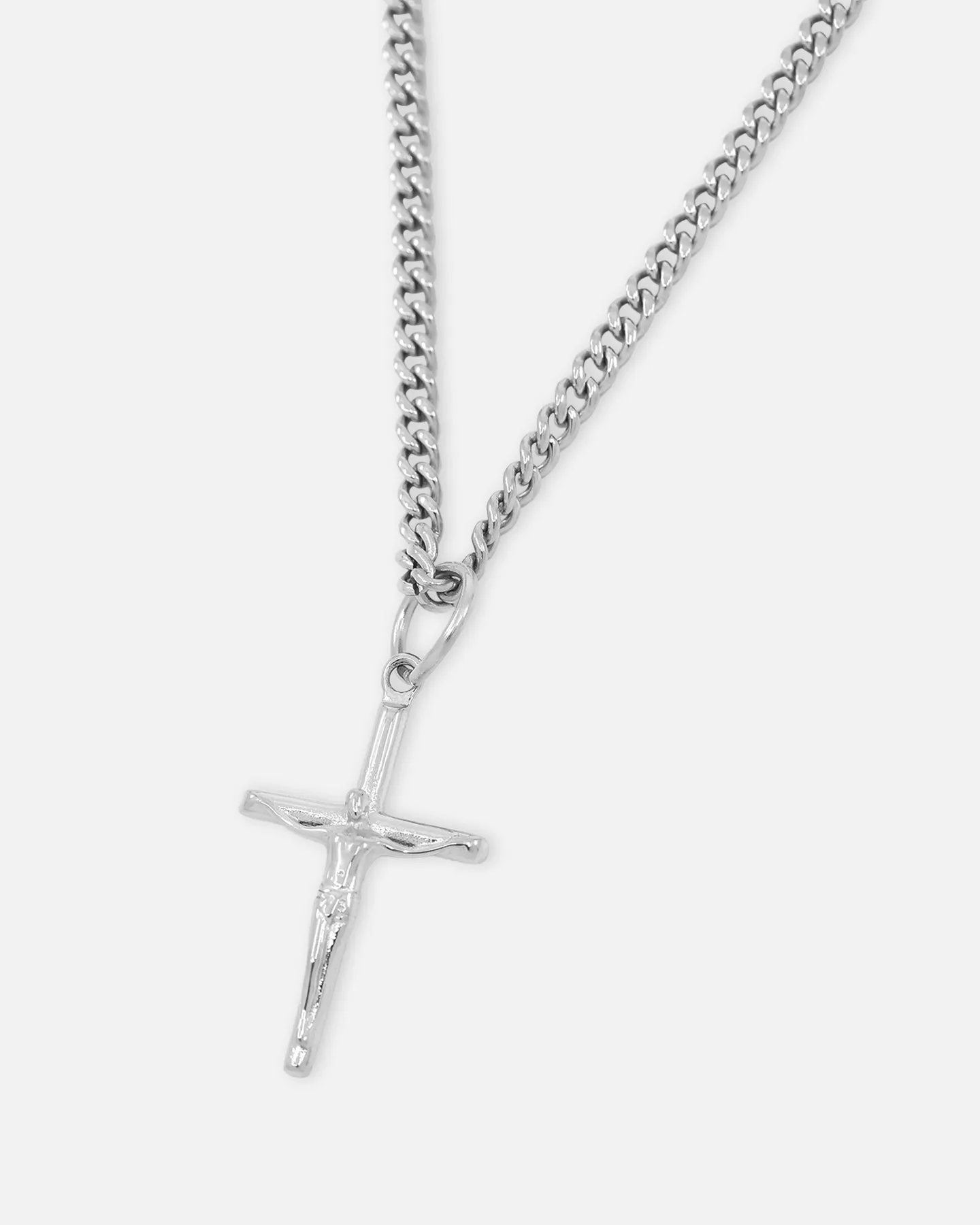 Saint Morta Crucifix Cuban Necklace White Gold