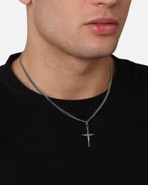 Saint Morta Crucifix Cuban Necklace White Gold