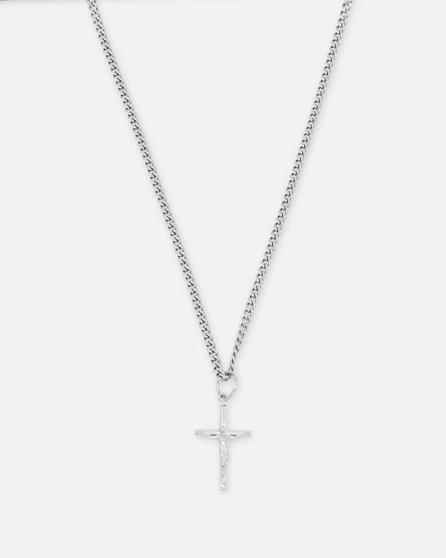 Saint Morta Crucifix Cuban Necklace White Gold