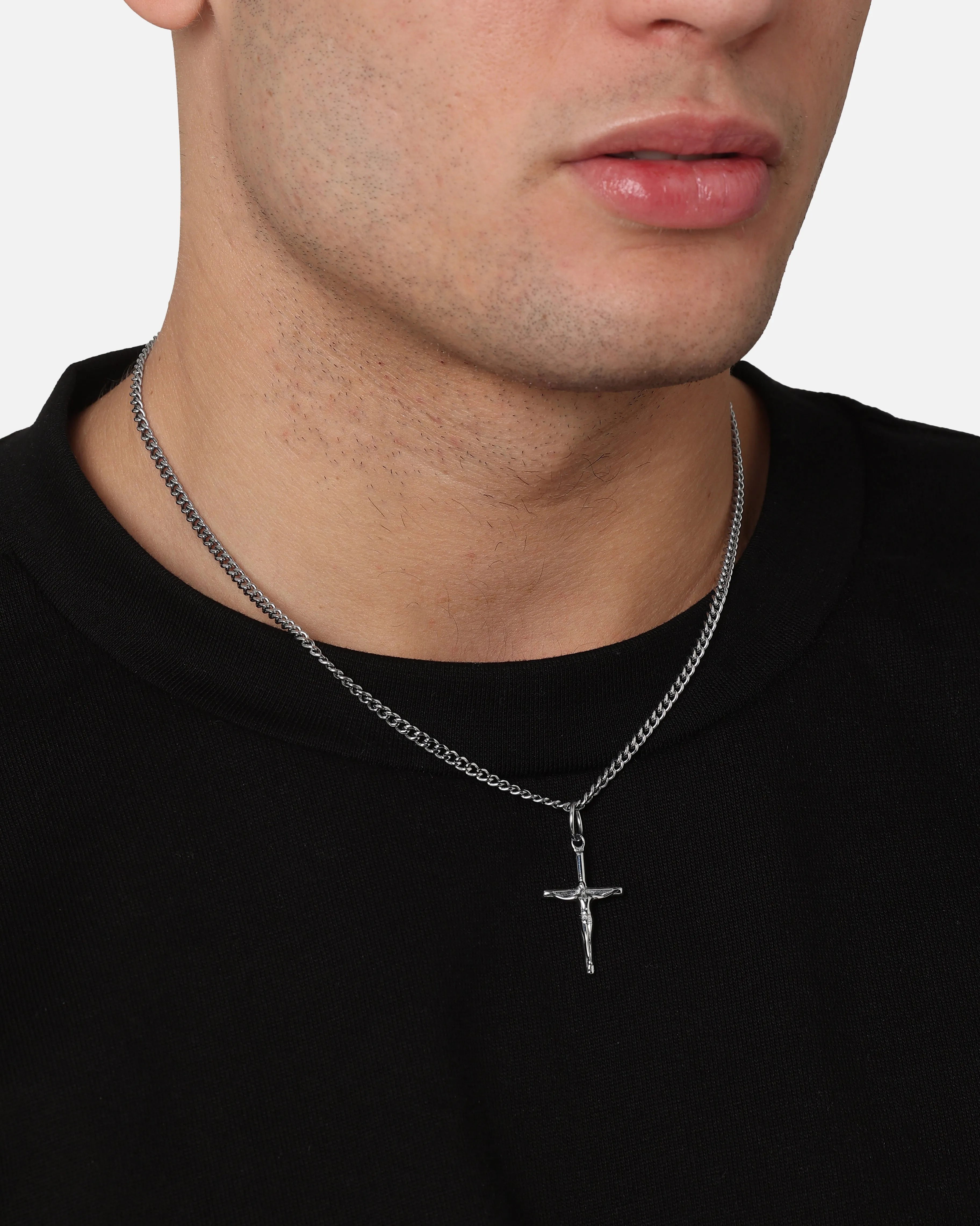 Saint Morta Crucifix Cuban Necklace White Gold
