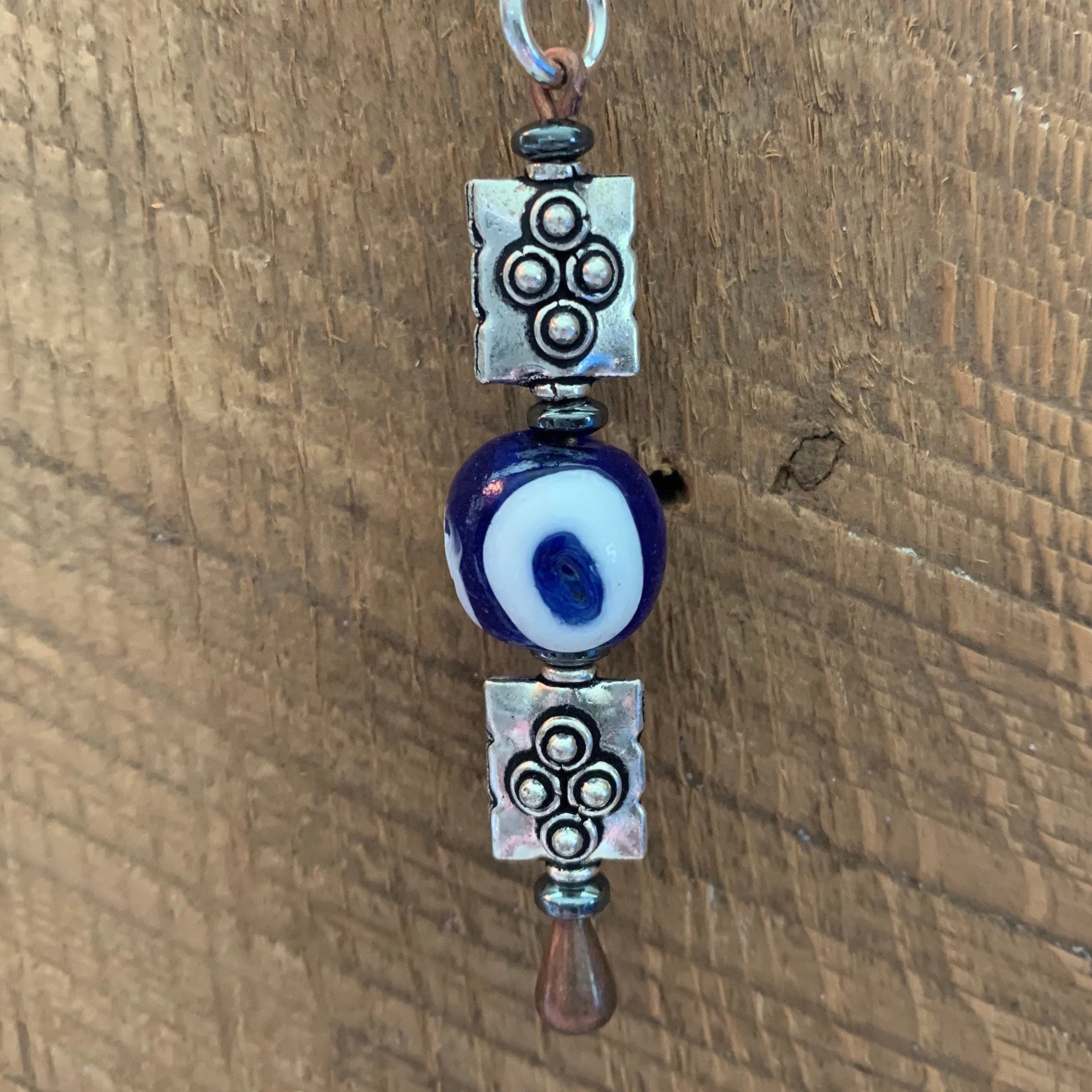 SariBlue® Tribal Pendant - Handmade Blue Glass Evil Eye Bead Necklace