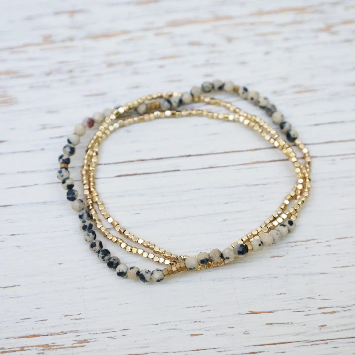 Scout Delicate Dalmatian Jasper Wrap Bracelet and Necklace
