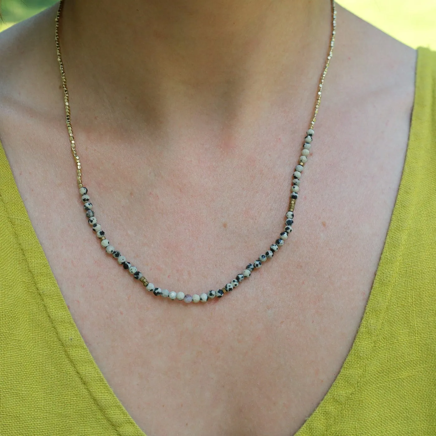 Scout Delicate Dalmatian Jasper Wrap Bracelet and Necklace