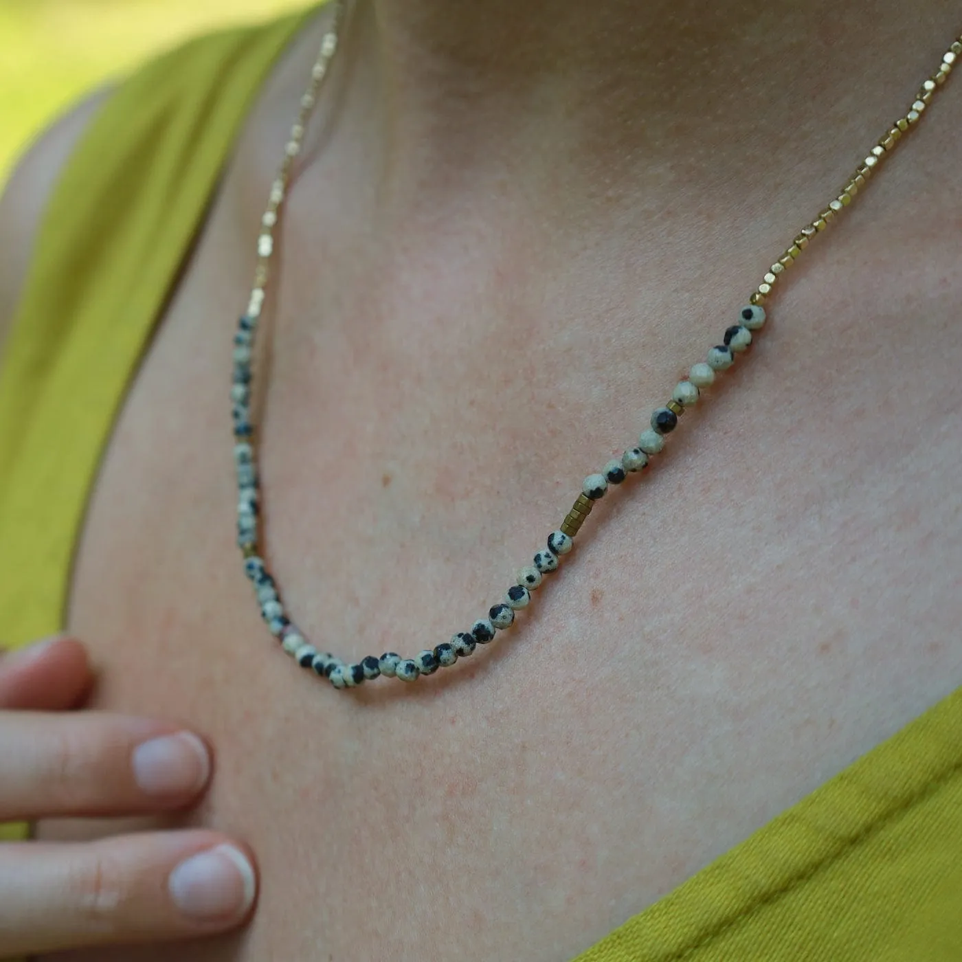 Scout Delicate Dalmatian Jasper Wrap Bracelet and Necklace