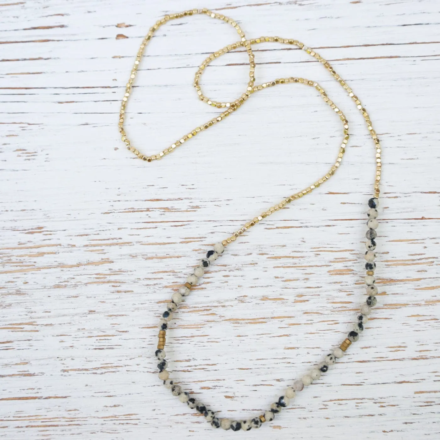 Scout Delicate Dalmatian Jasper Wrap Bracelet and Necklace