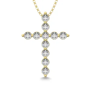 Shared Prong Diamond  1/5 Ct.Tw Cross Pendant.