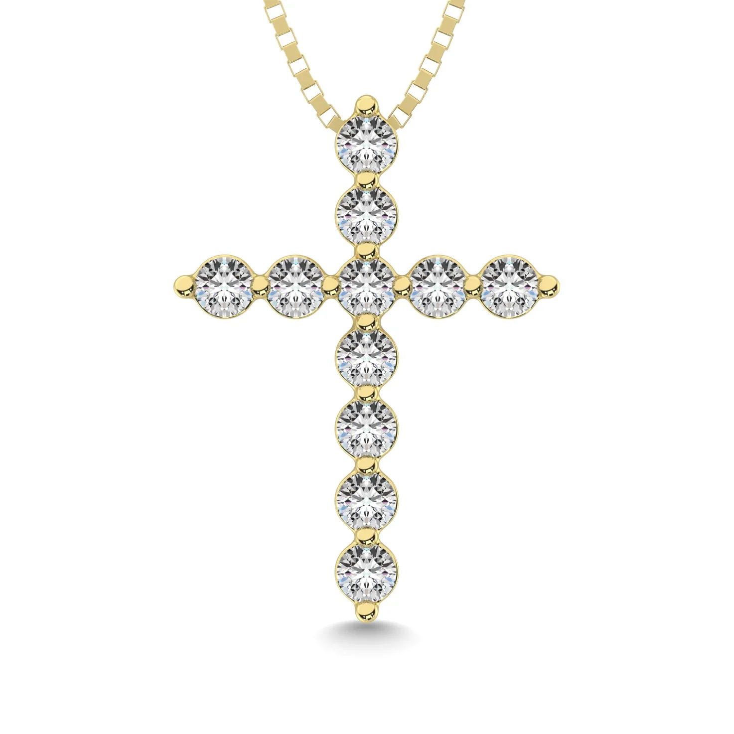 Shared Prong Diamond  1/5 Ct.Tw Cross Pendant.