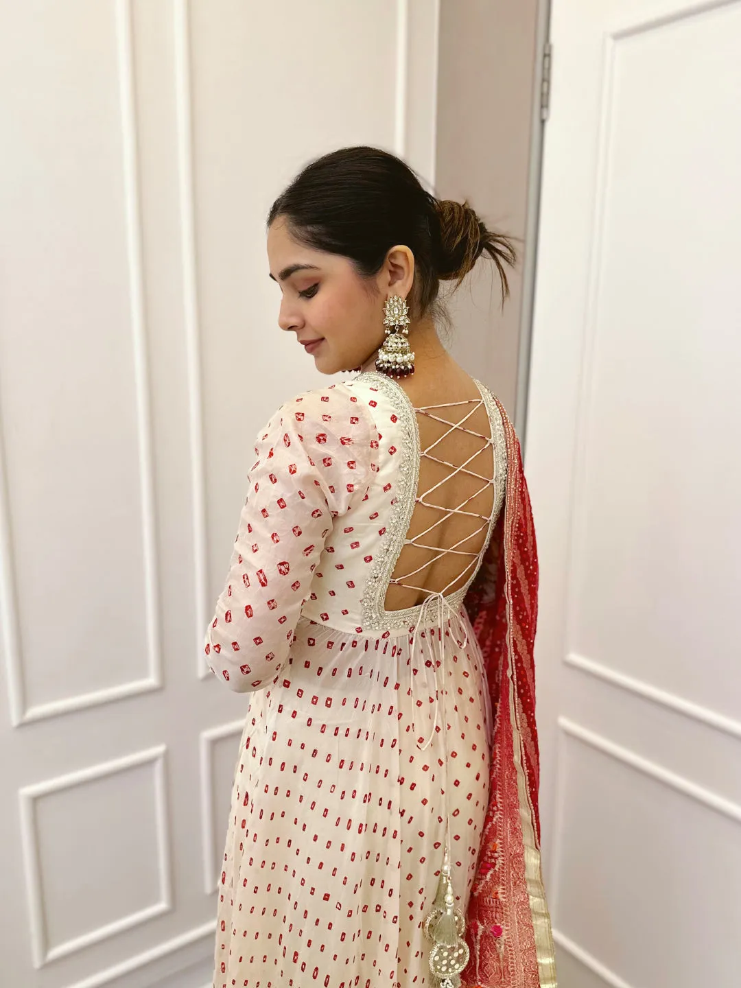 Sharmin's Angharkha Anarkali In Off White