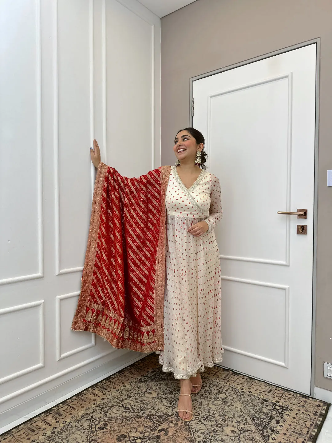 Sharmin's Angharkha Anarkali In Off White