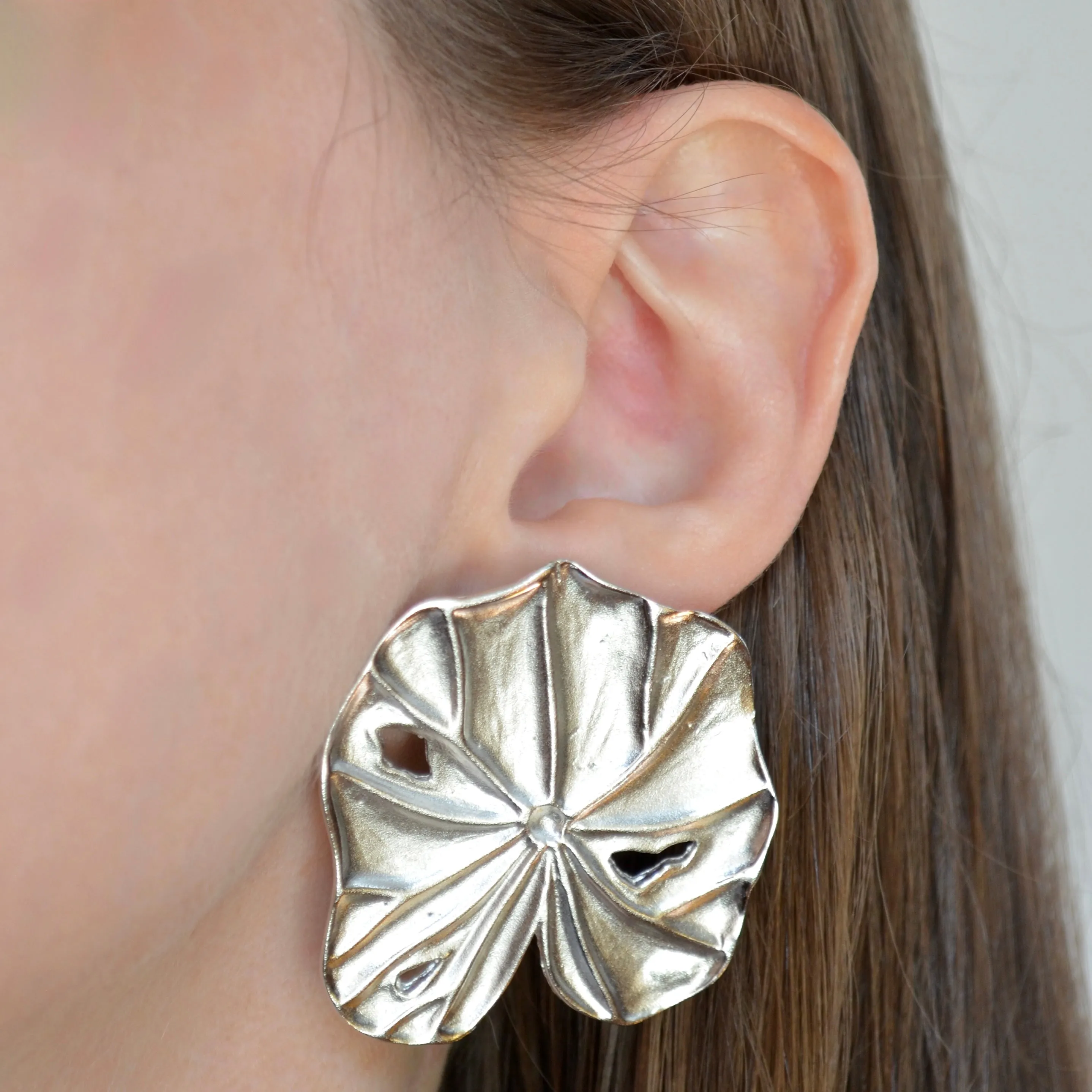 Silver Lily Pad Earrings