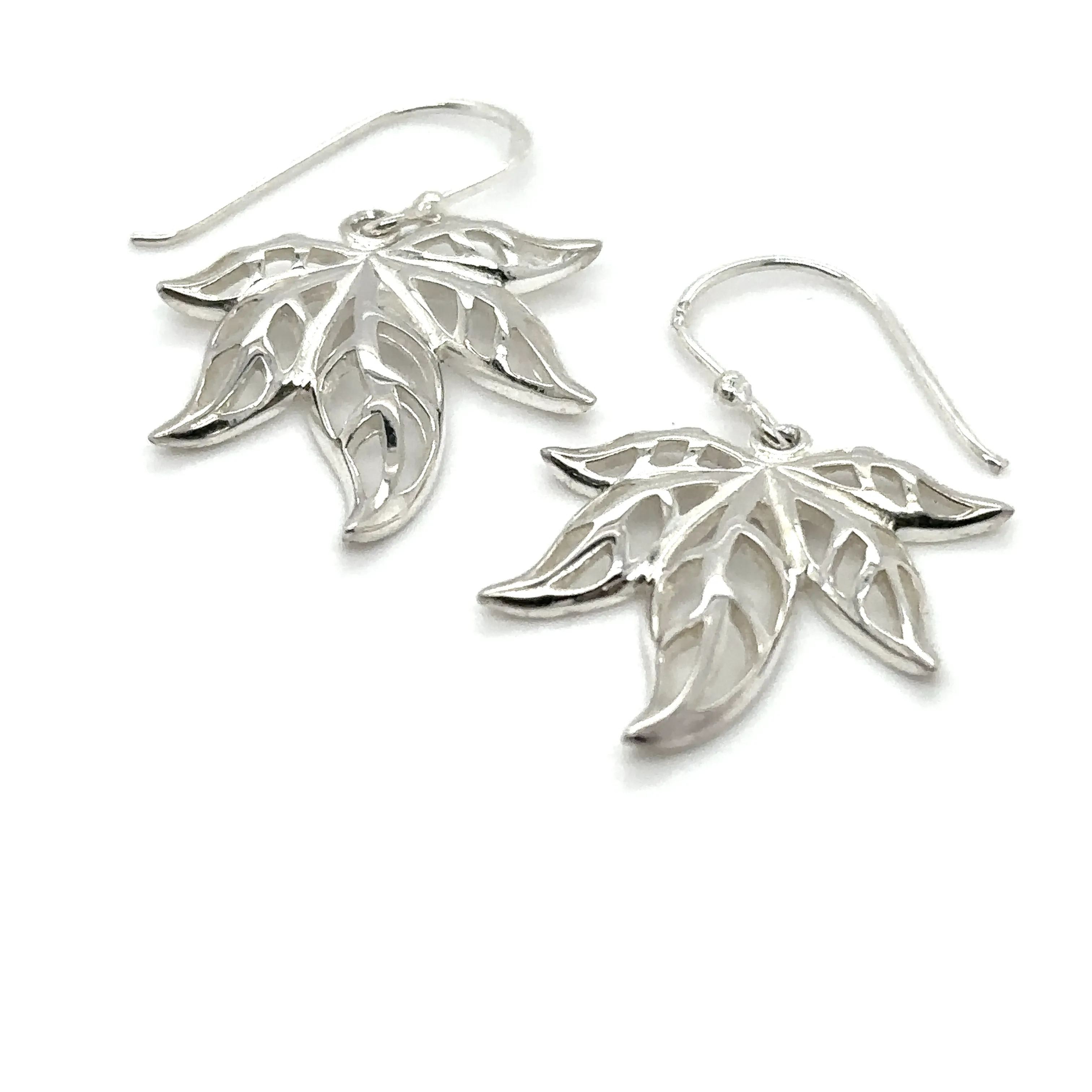 Silver Maple Leaves Dangle Earrings