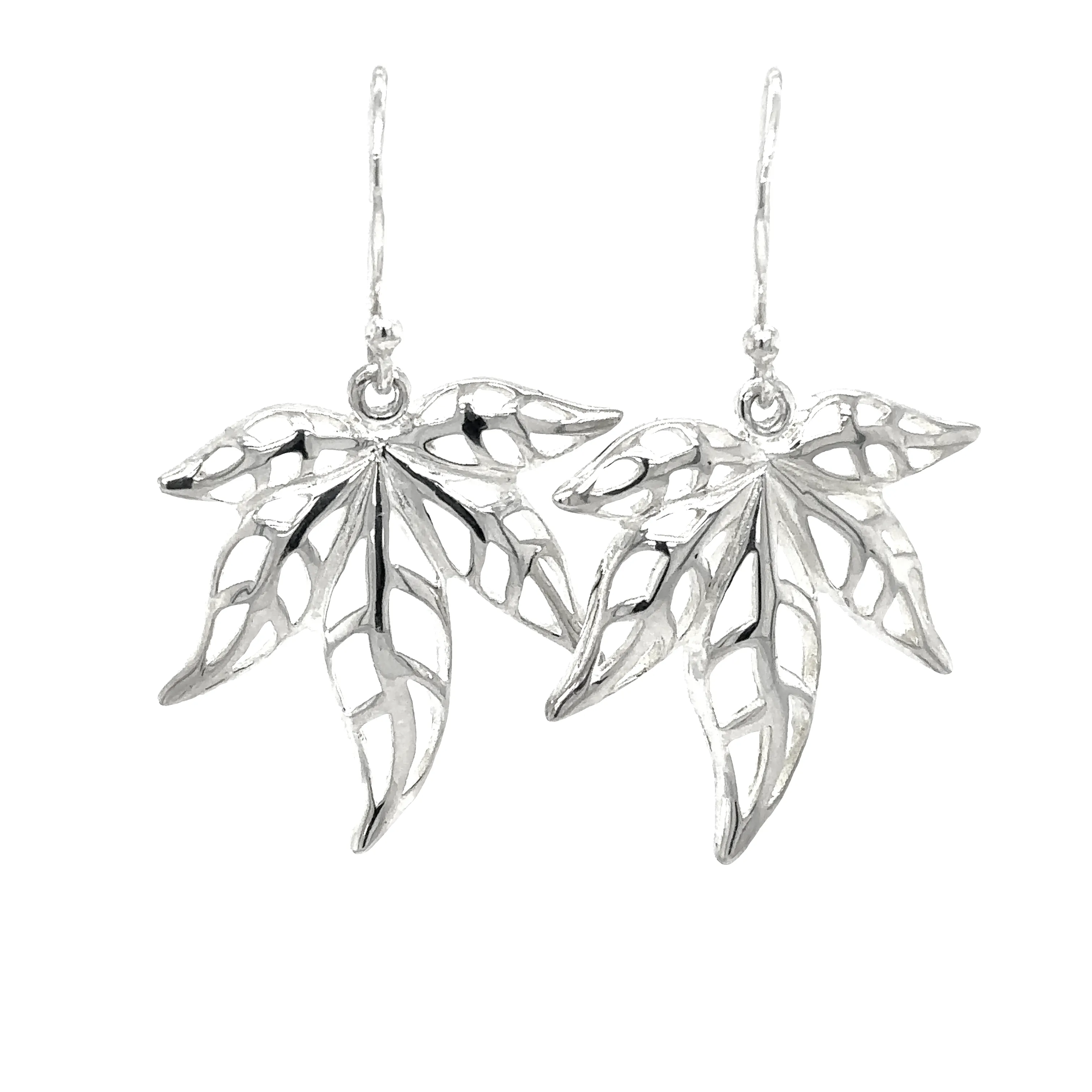 Silver Maple Leaves Dangle Earrings
