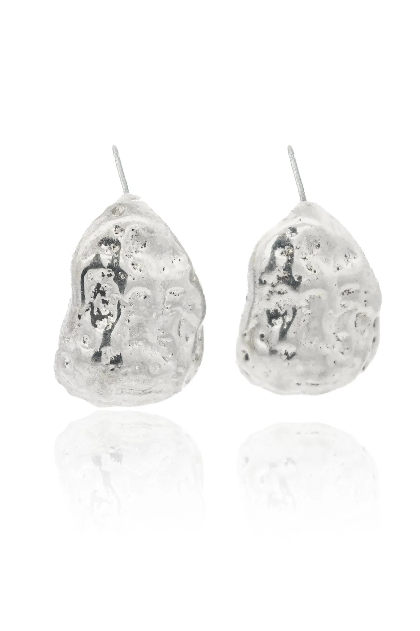 Silver Nugget Dome Earrings