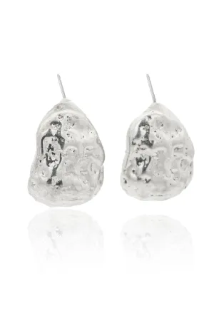 Silver Nugget Dome Earrings