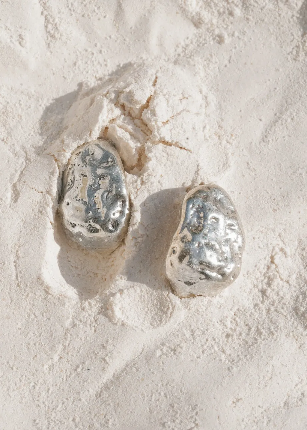 Silver Nugget Dome Earrings