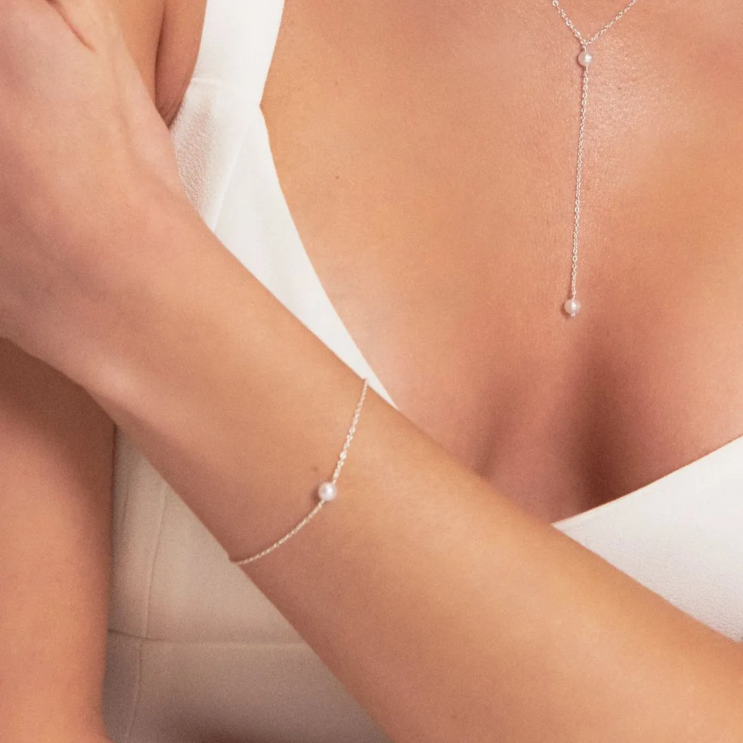 Silver Single Pearl Bracelet