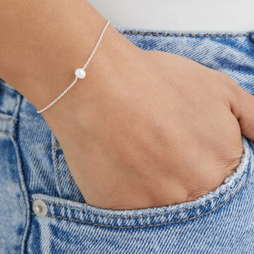 Silver Single Pearl Bracelet