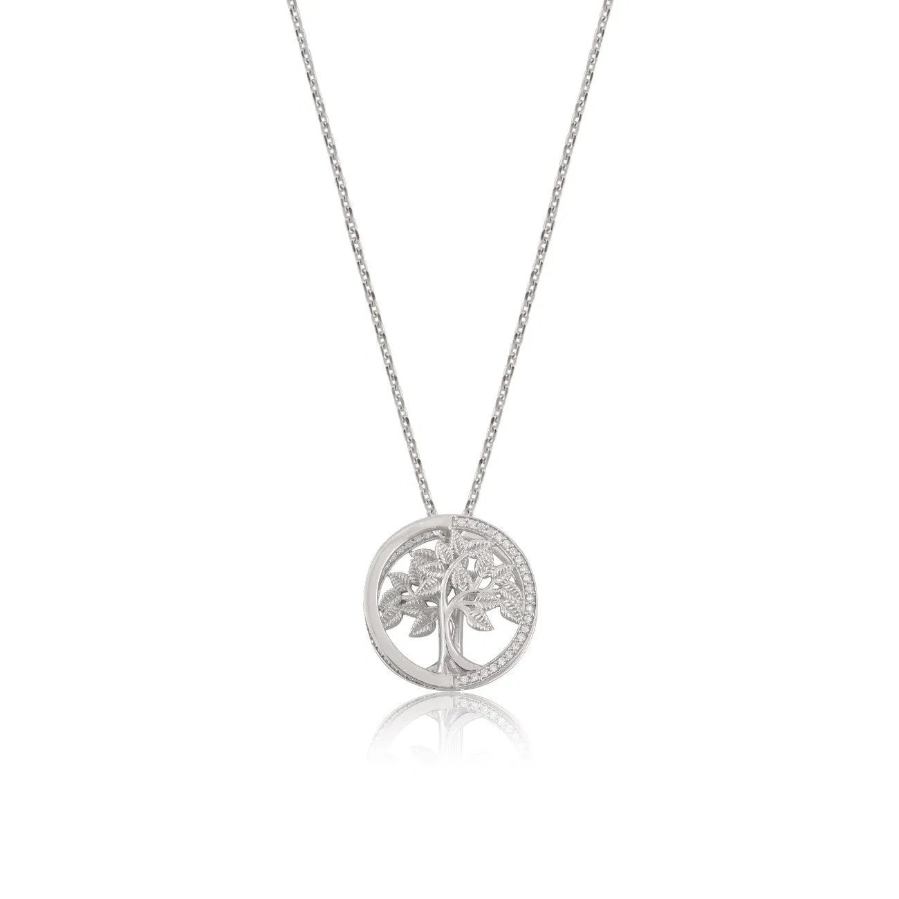 Silver Tree Circle Pendant