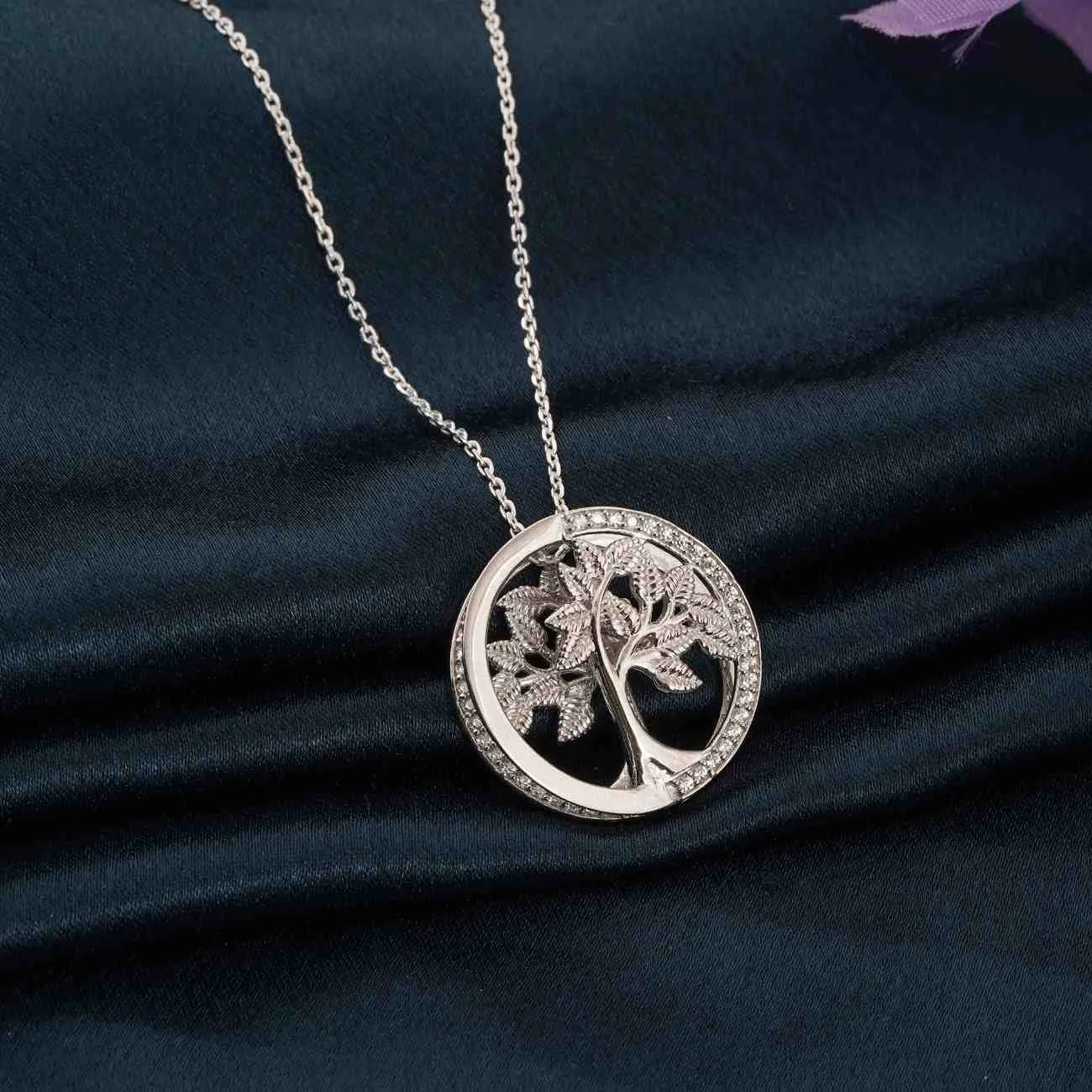 Silver Tree Circle Pendant
