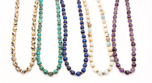 Simple Beaded 6mm Stone Necklace: Jasper