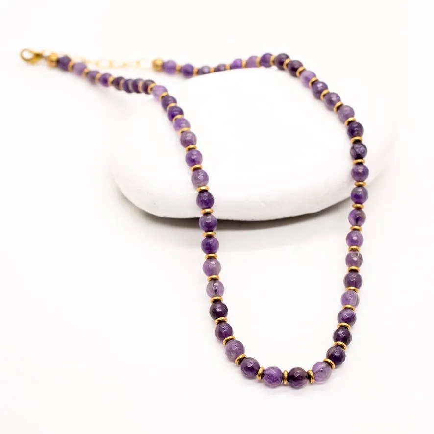 Simple Beaded 6mm Stone Necklace: Jasper