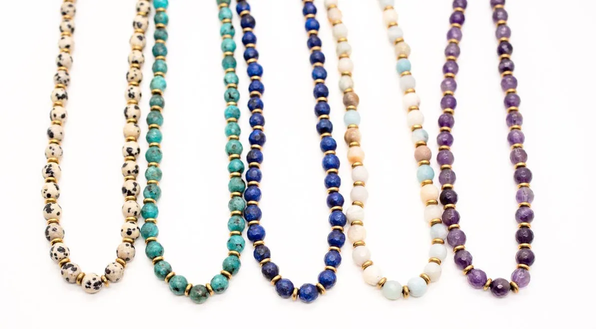 Simple Beaded 6mm Stone Necklace: Jasper
