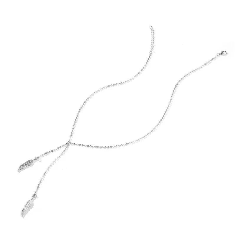 Simple Forest Alloy Gold Leaf Pendant Necklace