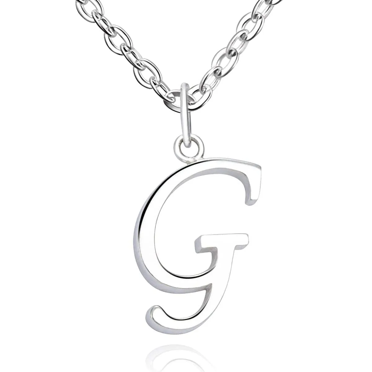 Simple Initial Necklaces Sterling Silver, 16"-18"