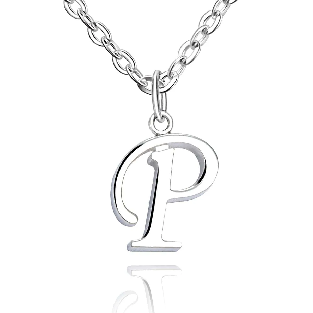 Simple Initial Necklaces Sterling Silver, 16"-18"
