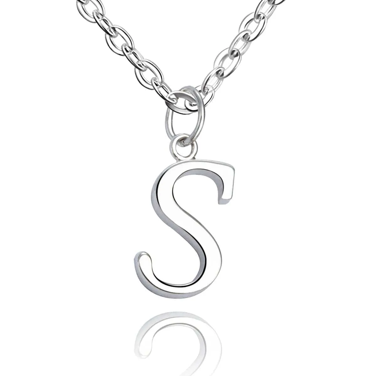 Simple Initial Necklaces Sterling Silver, 16"-18"