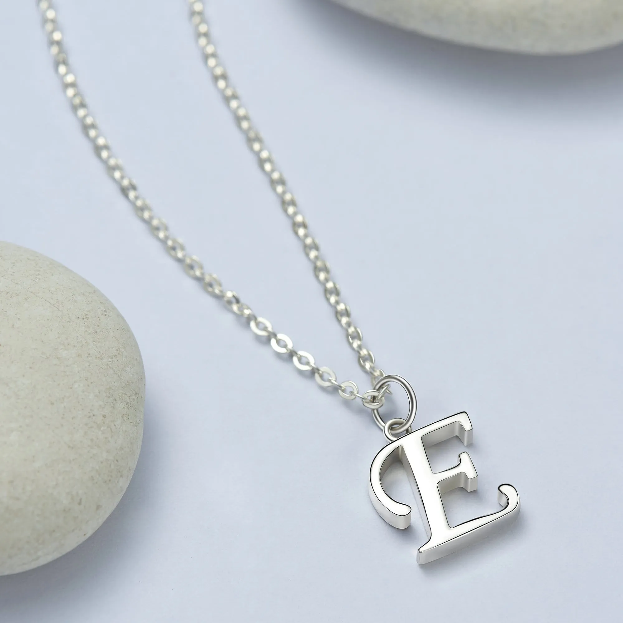 Simple Initial Necklaces Sterling Silver, 16"-18"