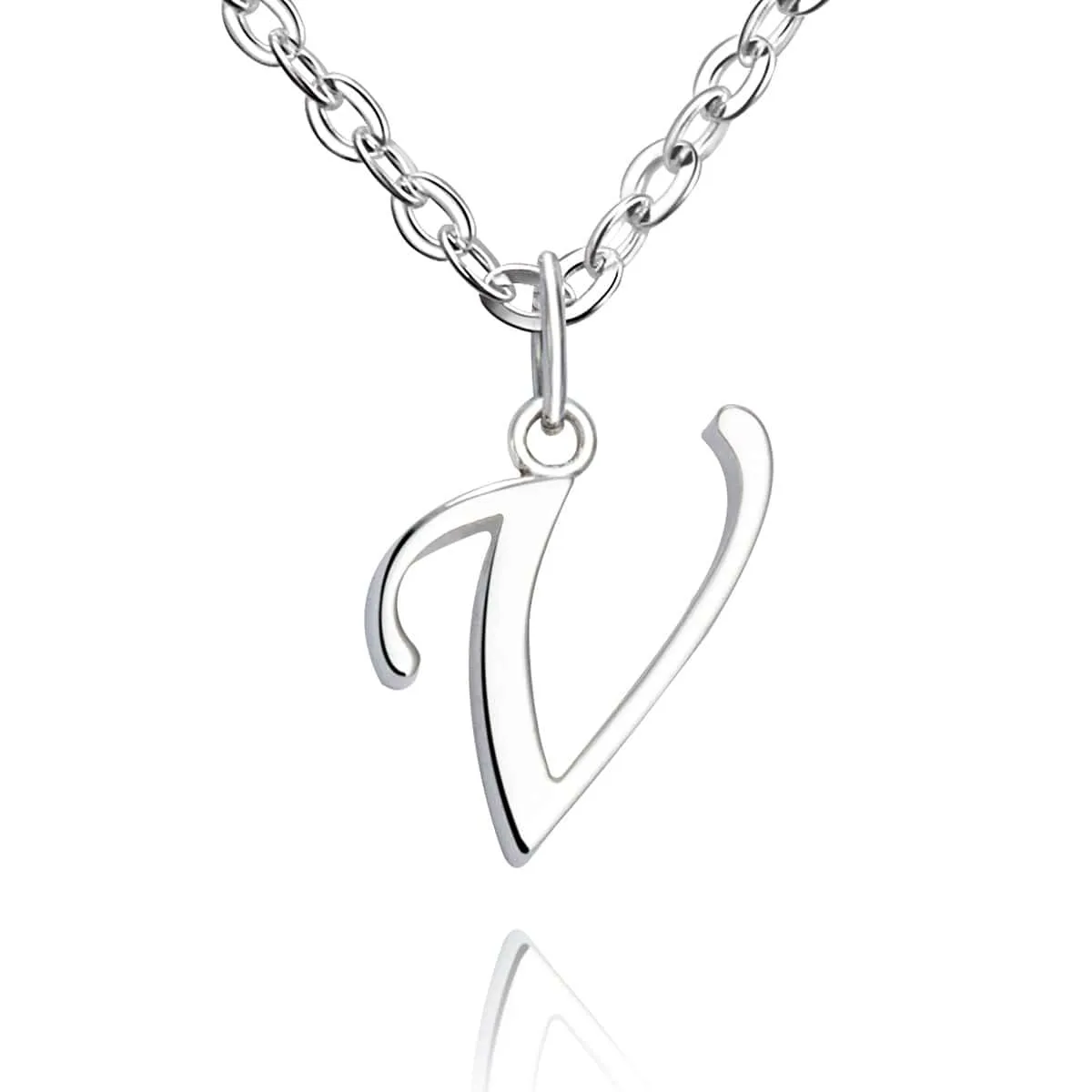Simple Initial Necklaces Sterling Silver, 16"-18"